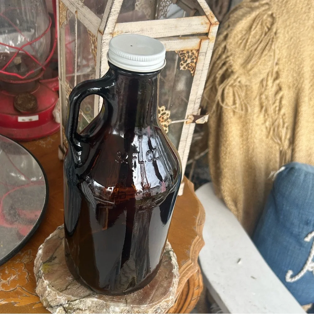 Vintage Brown Glass Jug with Handle